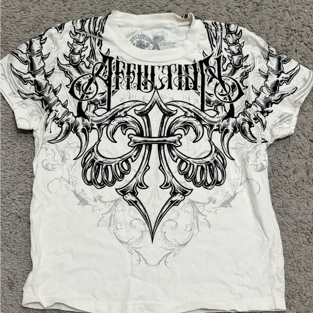 Affliction White Graphic Women’s Baby Tee